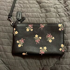 Small Coach Wristlet with Floral Bow Print